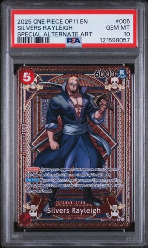 2025 One Piece Op11 En Silvers Rayleigh Special Alternate Art #005 GEM MT 10