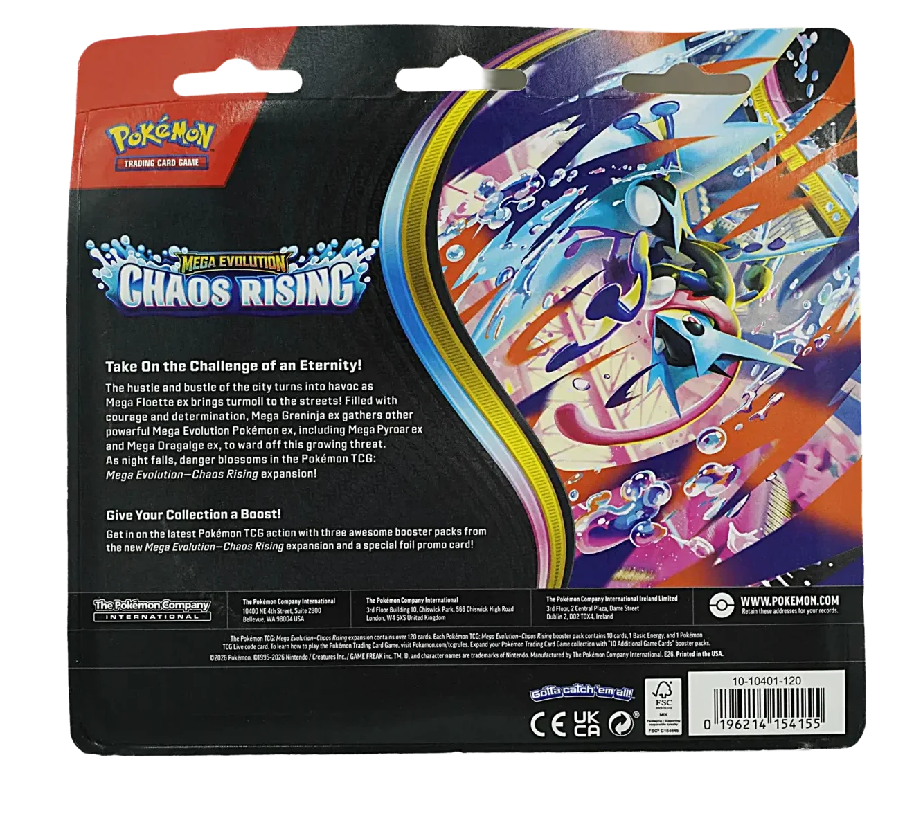 Pokemon Mega Evolution: Chaos Rising 3-Pack Blister US - Image 2